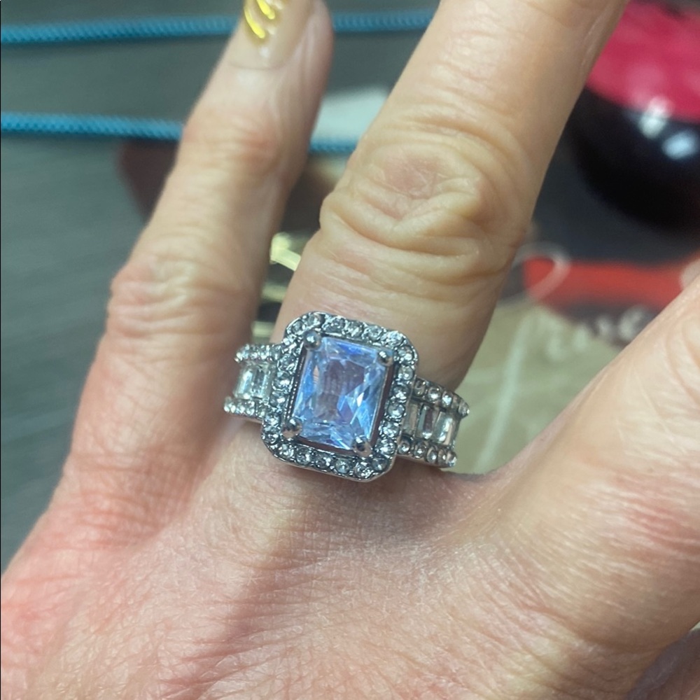 BN Sterling Silver Cubic Zirconia Halo Ring - Women's Jewelry